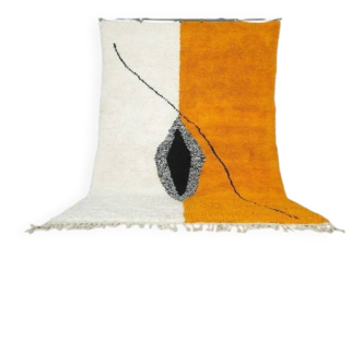 Tapis marocain abstrait jaune et blanc 150/250