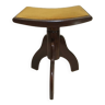Piano stool bench old wooden tripod foot mustard velvet top