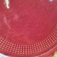 Large antique red cake plate – checkered pattern – attributed to Saint-Clément 🍒