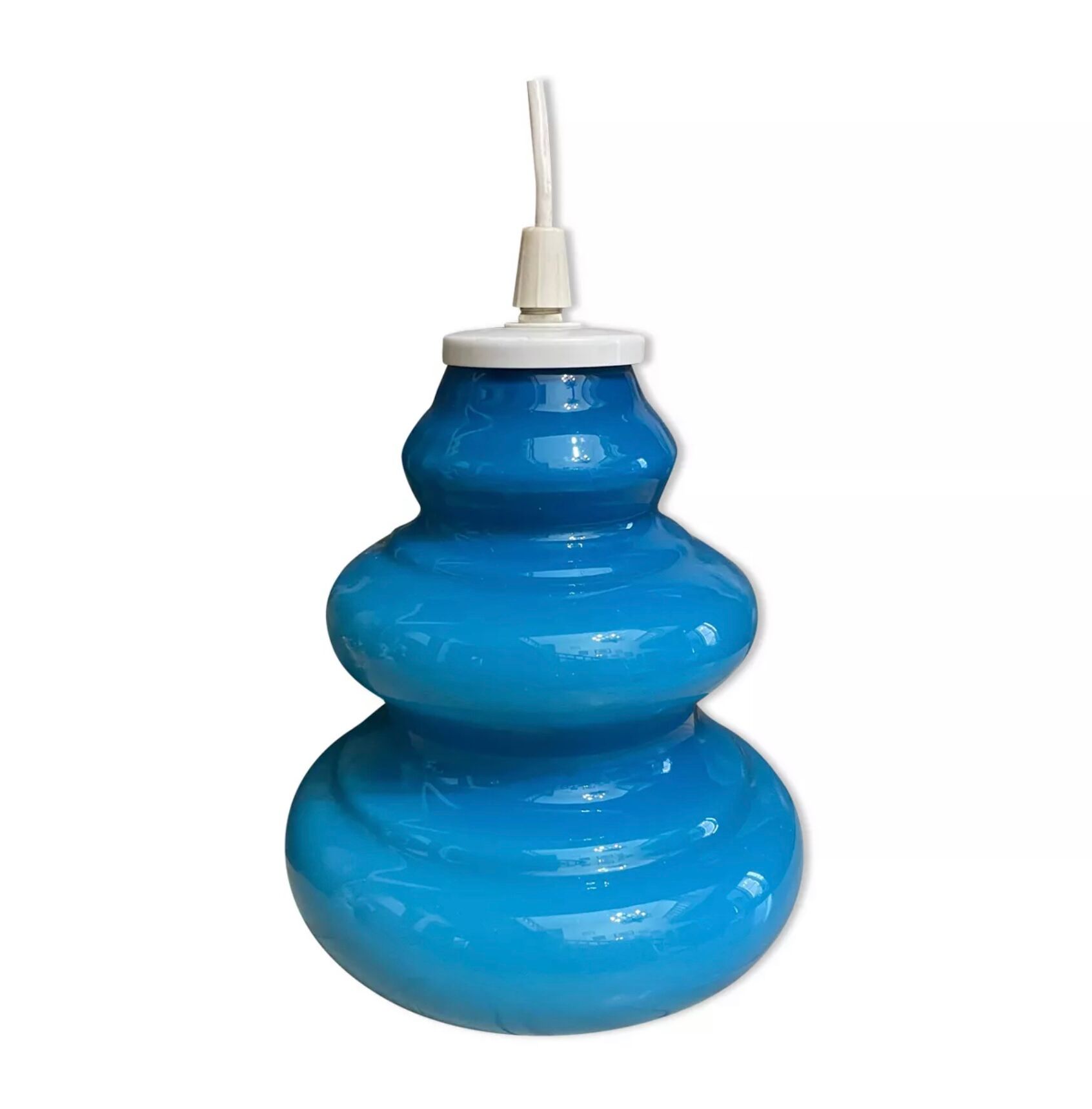 Vintage blue opaline pendant lamp