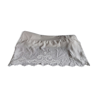 Sheet one person in white cotton, very fine, flap in embroidery Richelieu