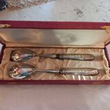 Pair of salad servers. silver plated. art deco