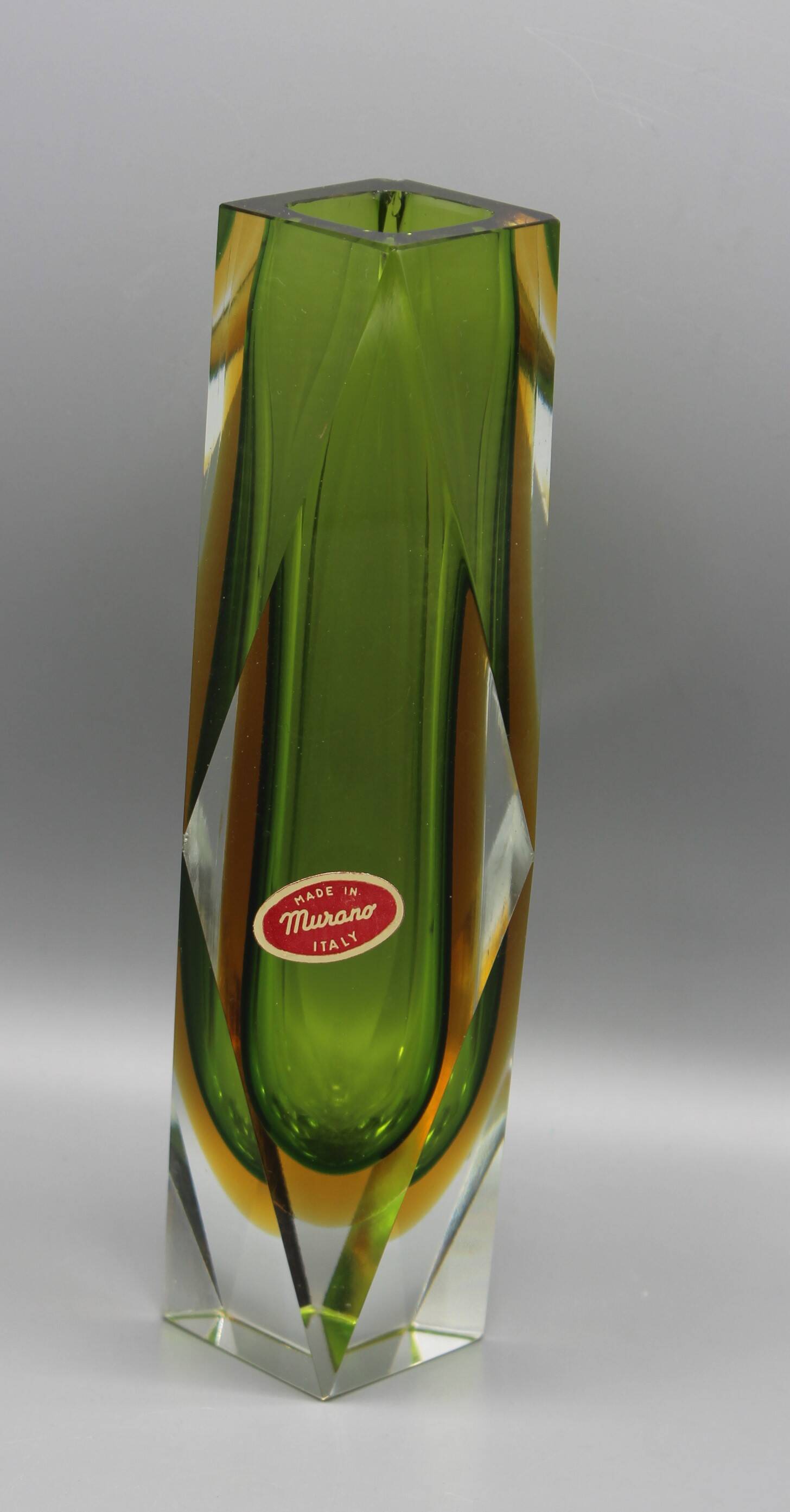 Vintage sommerso vase murano glass flavio polished seguso italy 1970