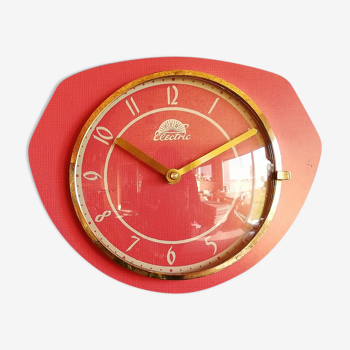 Horloge formica vintage pendule murale silencieuse "FFR rouge cramoisi"