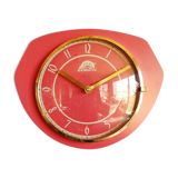 Vintage formica clock silent wall clock "FFR crimson red"