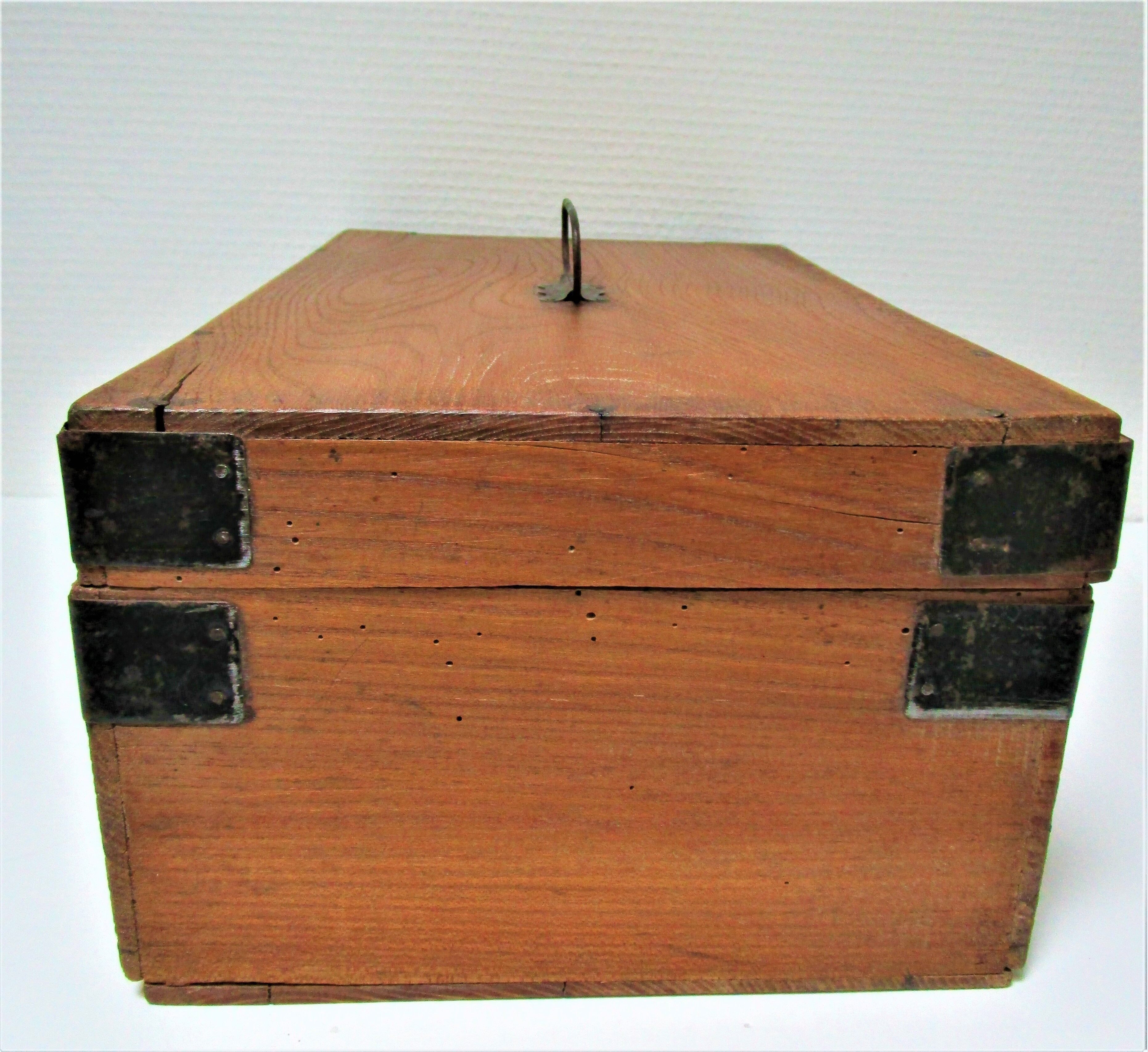 Solid wood box patinated early 20th century