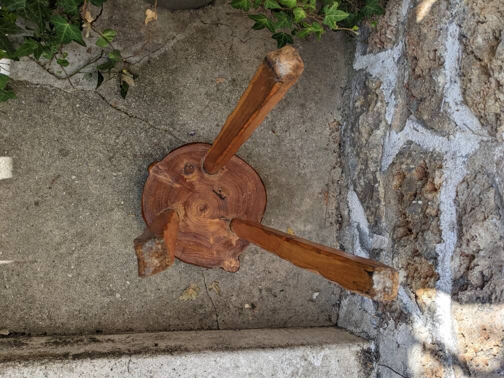 Tripod stool handmade brutalist wabi-sabi japandi slow