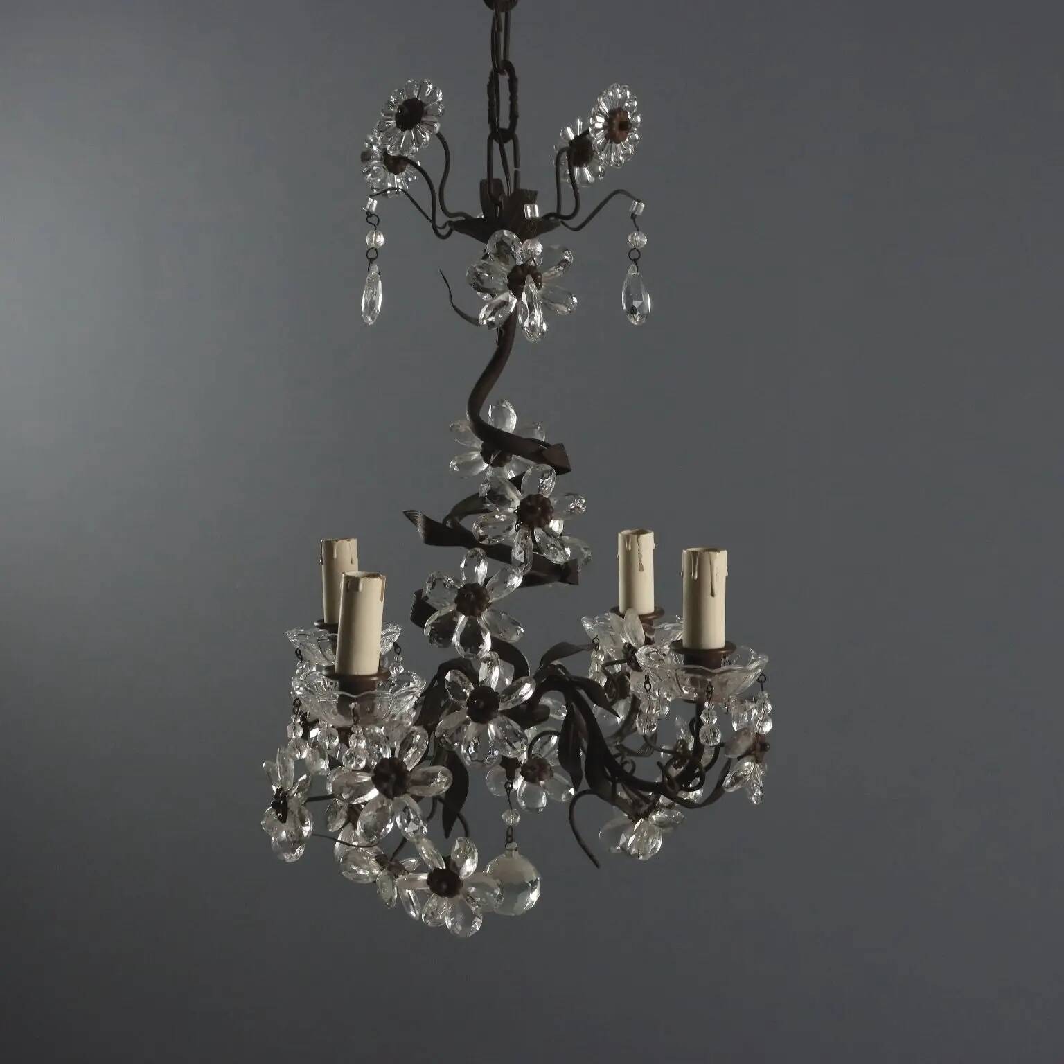 Antique metal and sheet chandelier, Italy, 20th century