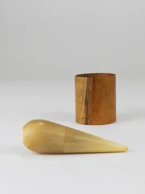 Carl Aubock II "The Bombs" salt and pepper shakers, walnut & horn, 1950s