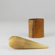 Carl Aubock II "The Bombs" salt and pepper shakers, walnut & horn, 1950s