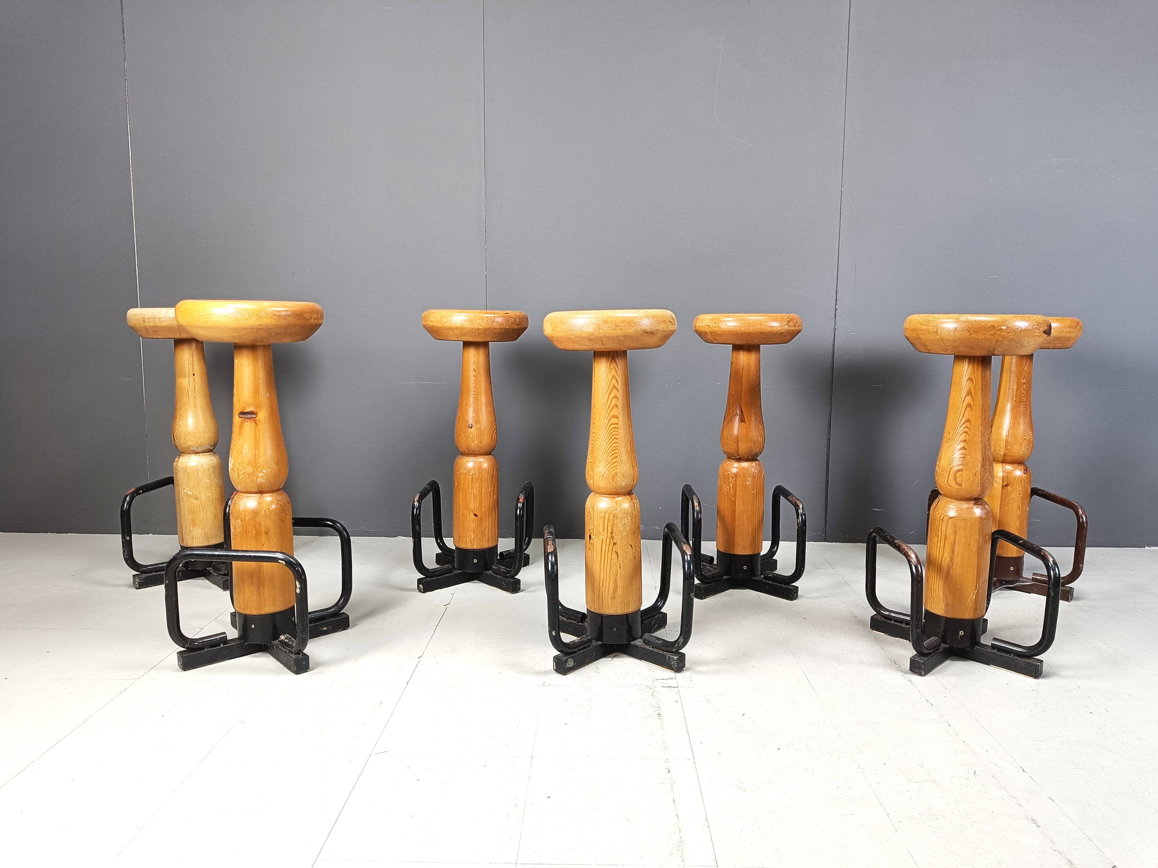 Mid century brutalist bar stools, 1960s - set of 7