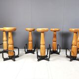 Mid century brutalist bar stools, 1960s - set of 7