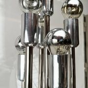 Spherical chrome and glass planetary floor lamp from the mid-century German space age by Doria Leuchten, 1960s.