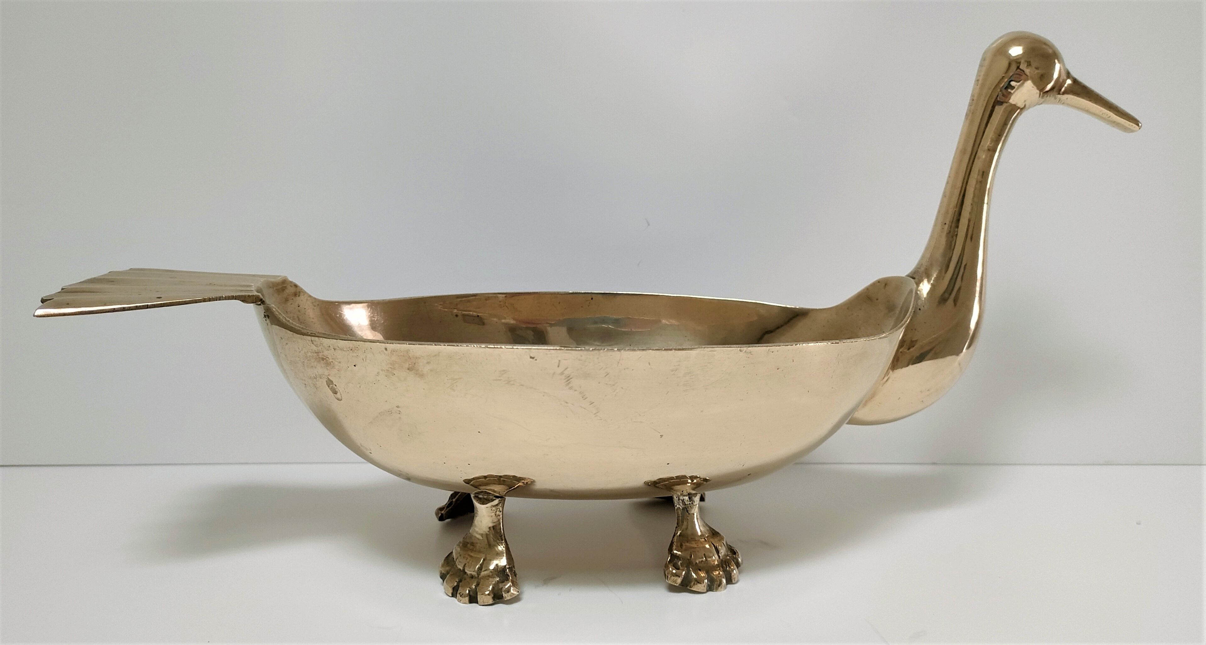 Zoomorphic cut brass bird 70s