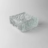 Large Vintage Murano Glass Ashtray - Transparent Glass with Ice Texture, Italian 1970s Design