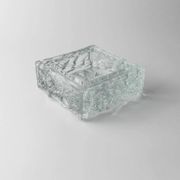 Large Vintage Murano Glass Ashtray - Transparent Glass with Ice Texture, Italian 1970s Design