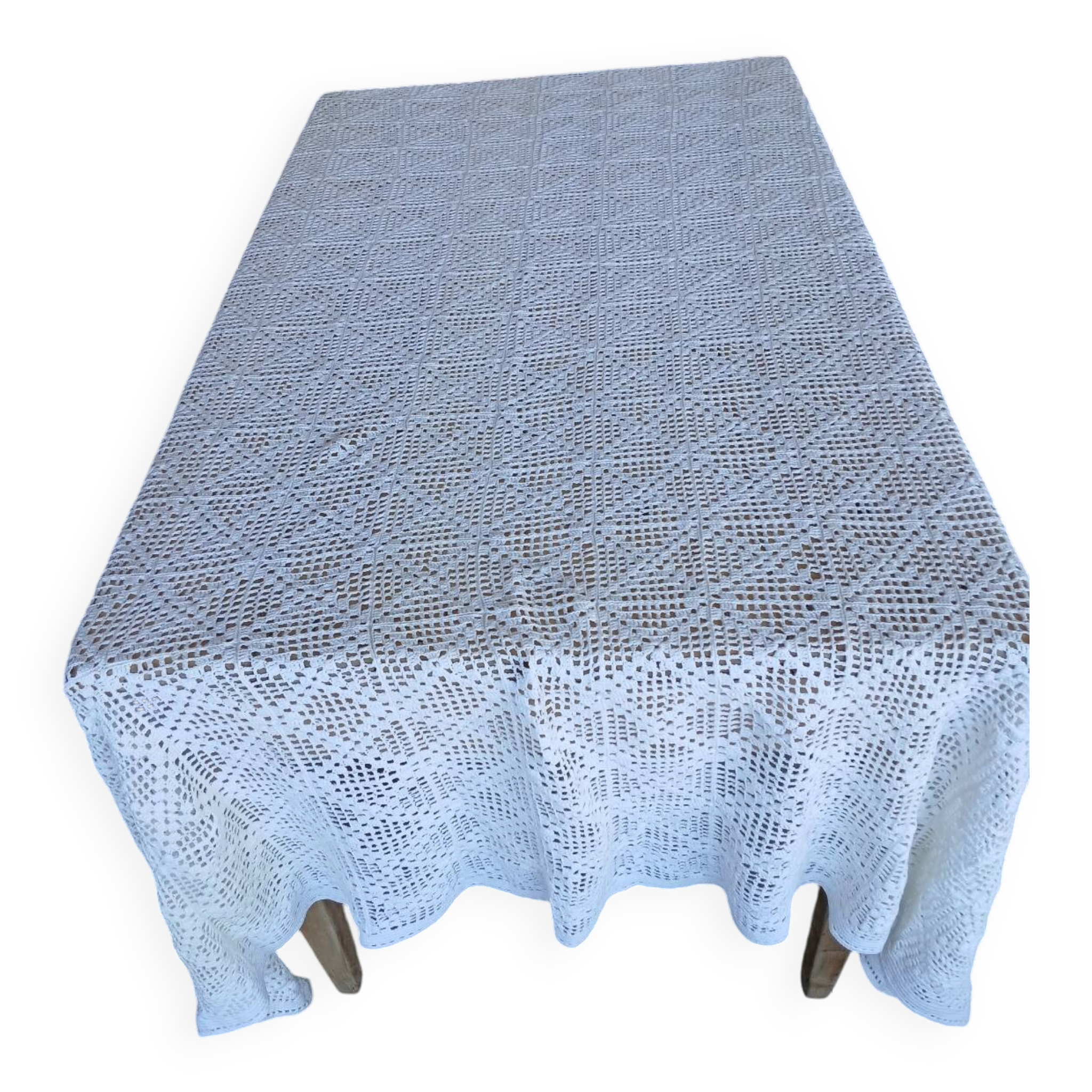 Dessus de lit ancien en crochet fait main