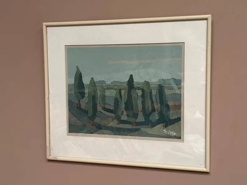 Original Swedish Oil on Paper – “Trees” by Gunnar Fohlin – Signed –