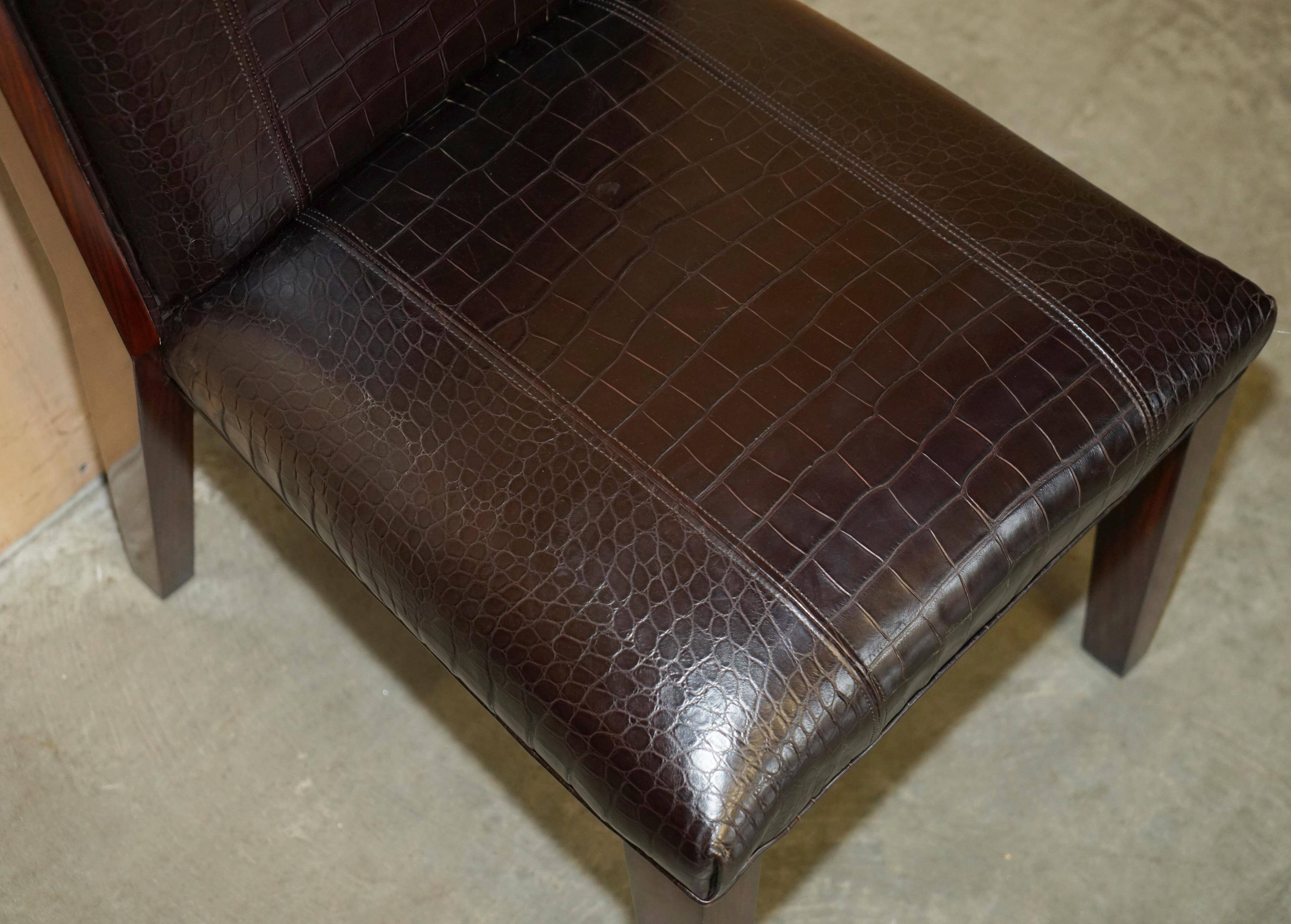 Chaises d'appoint Ralph Lauren Metropolis cuir patiné crocodile