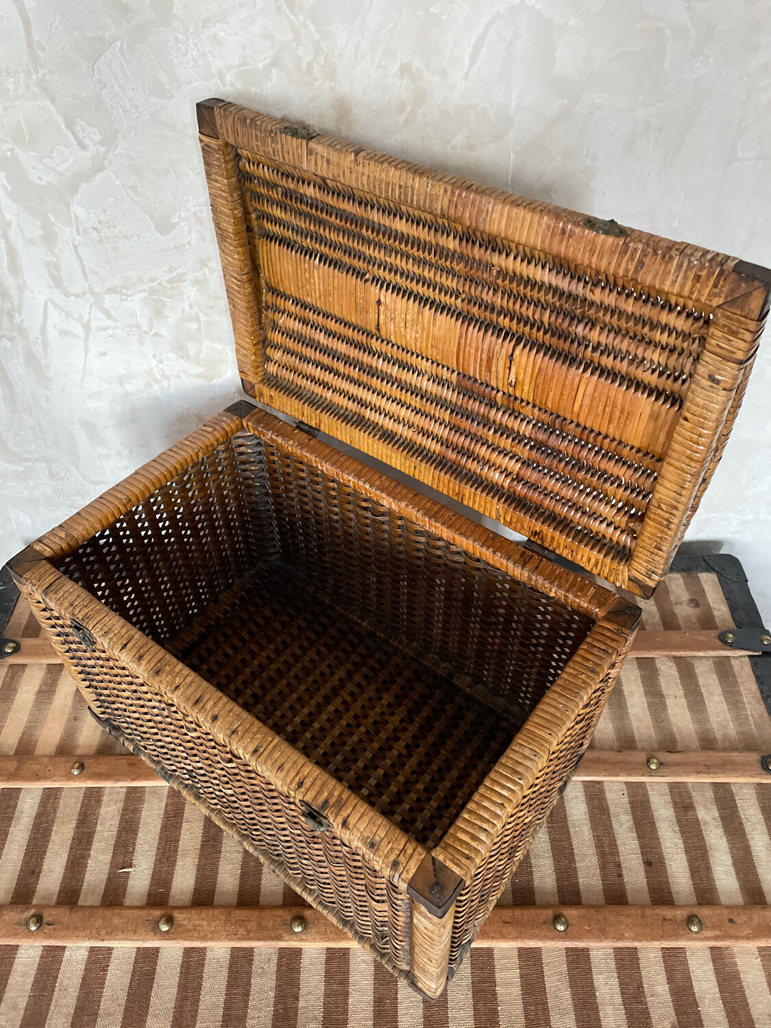 Wicker trunk woven nineteenth century