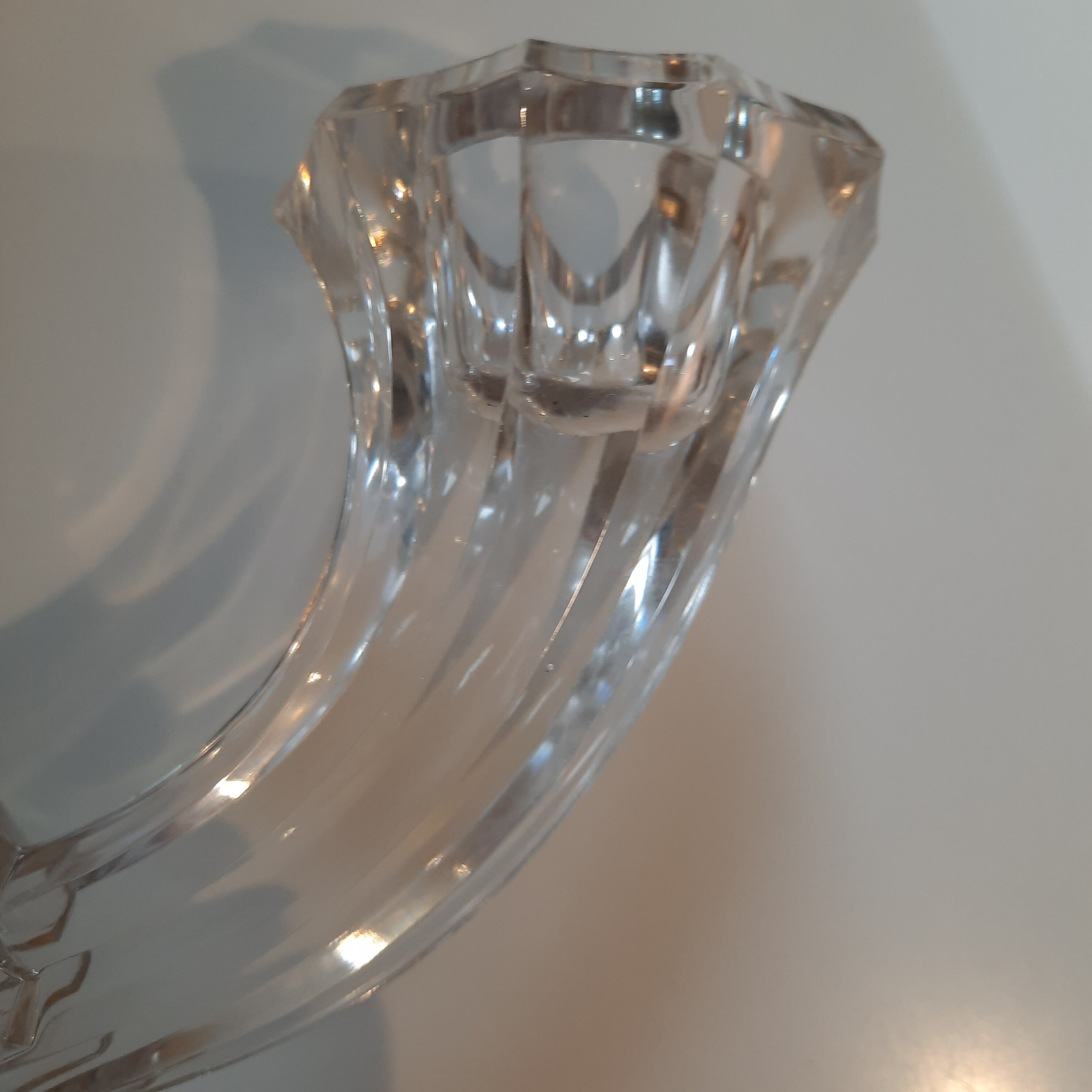 Bougeoir  2 branches en cristal Art déco Val Saint Lambert
