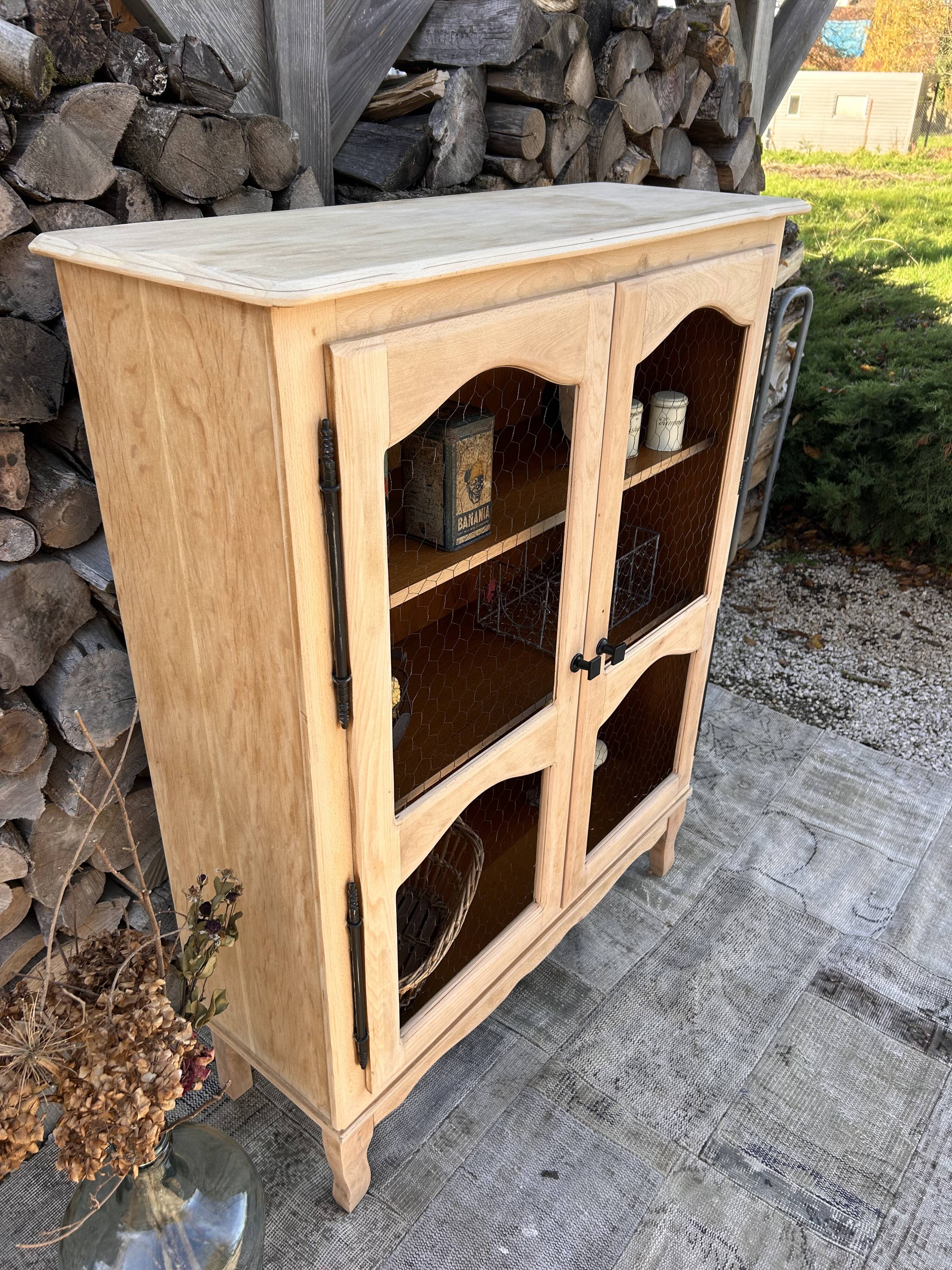 Refurbished solid wood display cabinet/sideboard