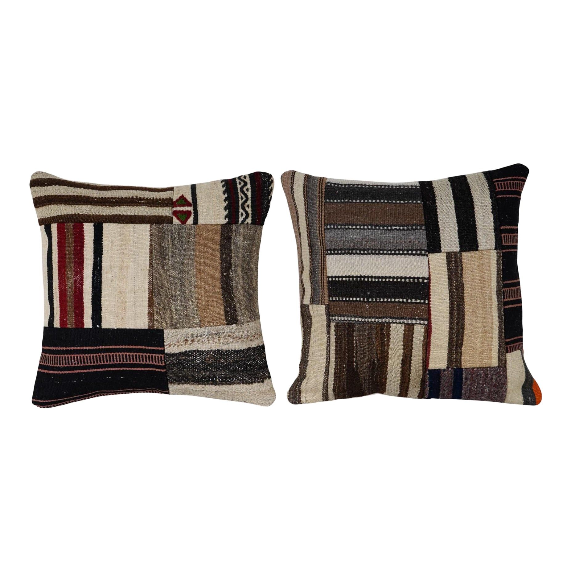 Set of 2 vintage kilim cushion covers 48x48 cm