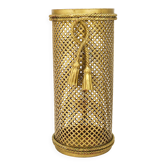 Hollywood Regency umbrella stand in gold metal with cord and tassels, Li Puma Firenze, 1950.