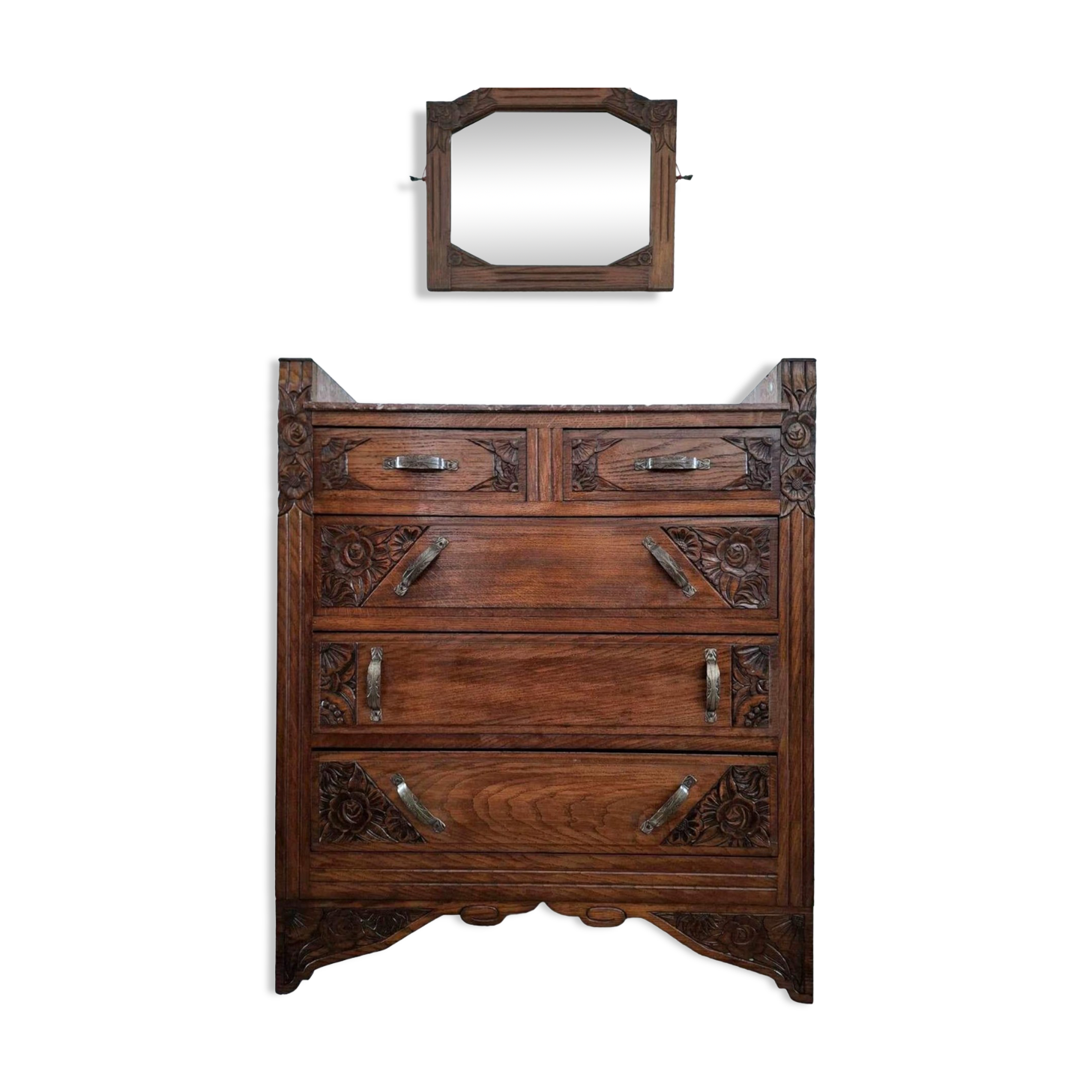 Meuble Coiffeuse Ancienne Pour Poupée - Bois Peint Années 1920