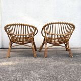 Pair of rattan armchairs