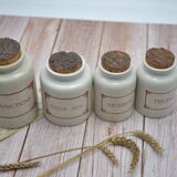 Set of 4 stoneware spice pots with original cork lid