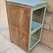 Art Deco glass-fronted bar cabinet in teak