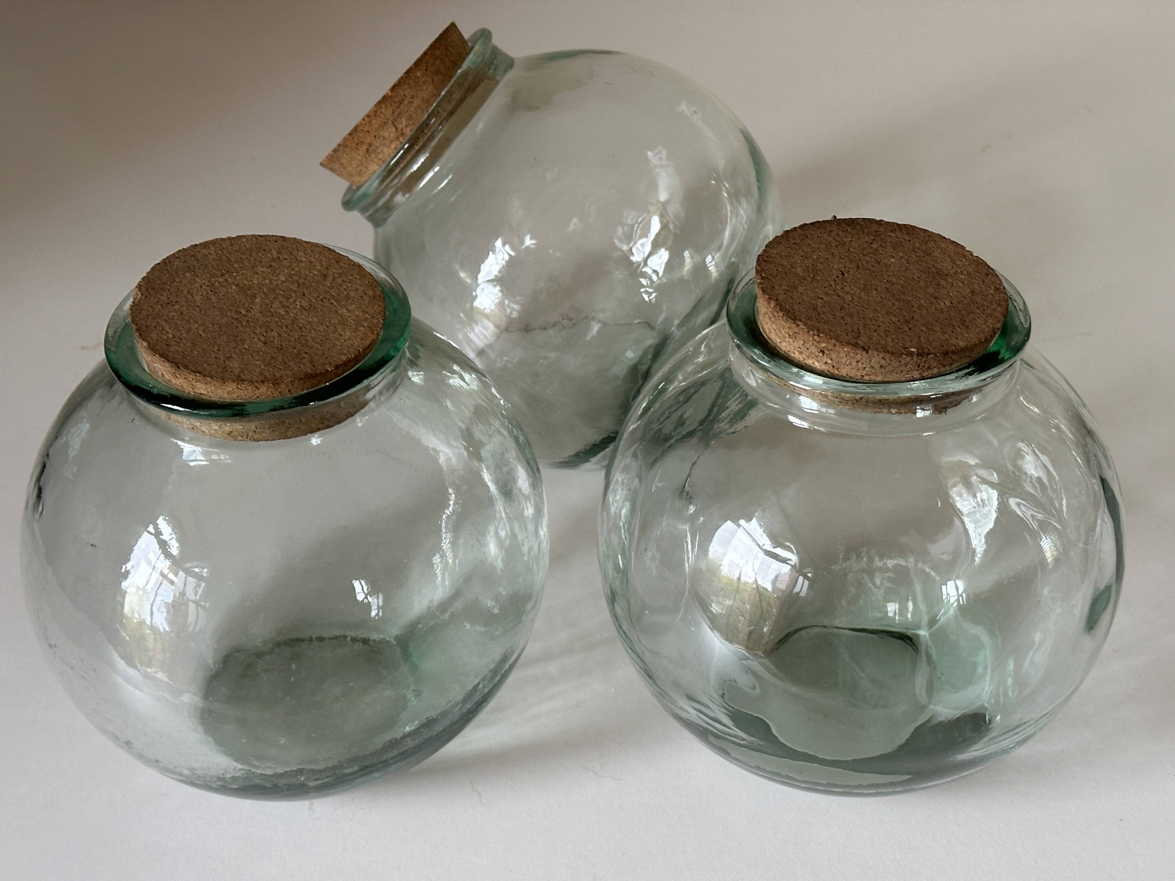 Set of 3 vintage glass candy jars from the 60s and 70s