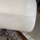 Ligne Roset "ZEN" armchair and footrest in white draped leather