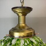 Hand-blown green art glass large chandlier