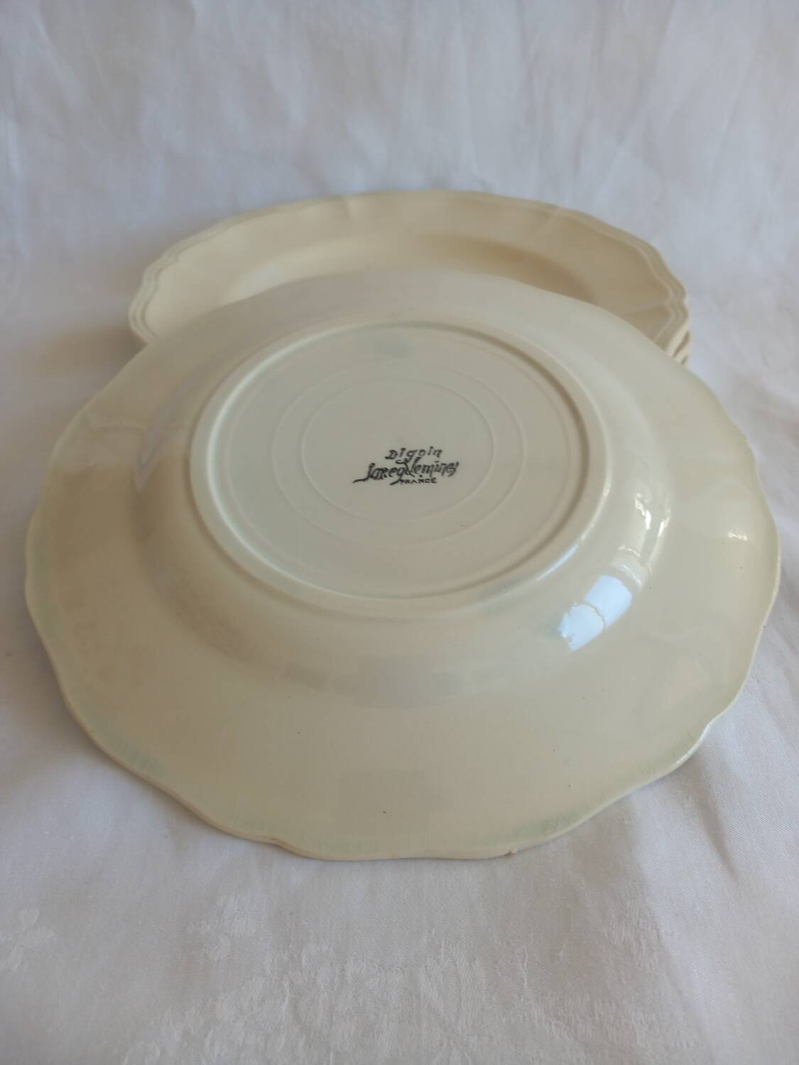 Set of 4 Digoin Sarreguemines Soup Plates – Ivory French Ironstone