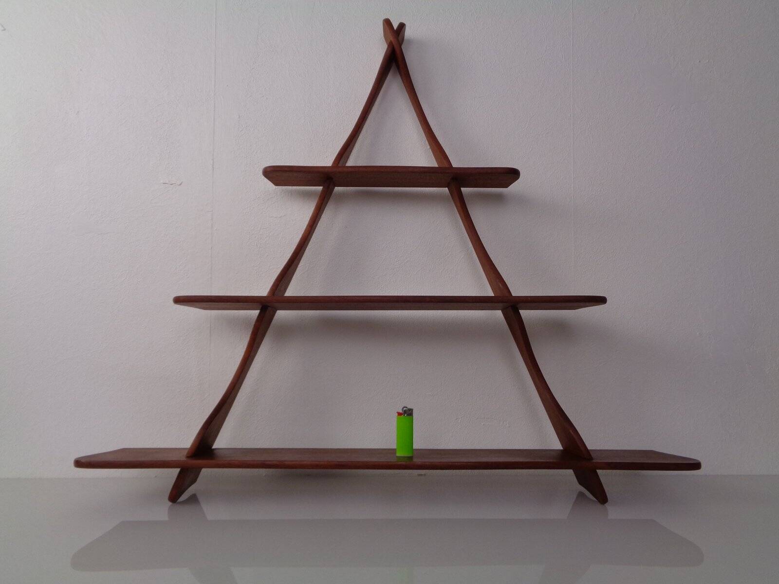 Mid-Century Triangular Teak Wall Shelf, Germany, 1960s