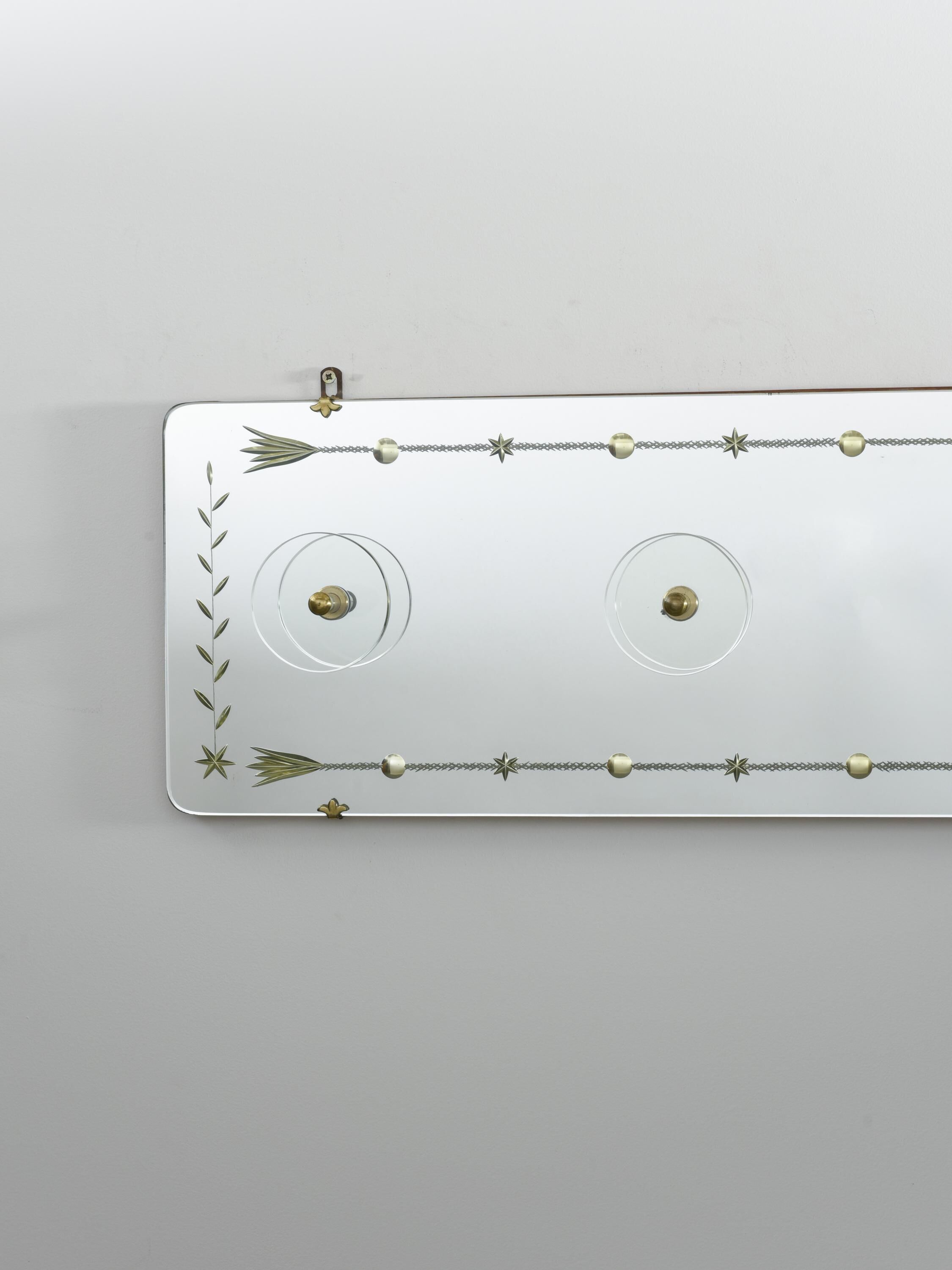 Coat rack with five engraved mirror hooks from Cristal Arte, Italy