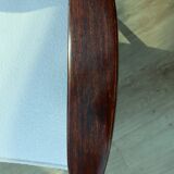 Fauteuil vintage Boucle Blanche par J. Chierowski n°366, 1960, Pologne Rénové en Bois de Hêtre Foncé