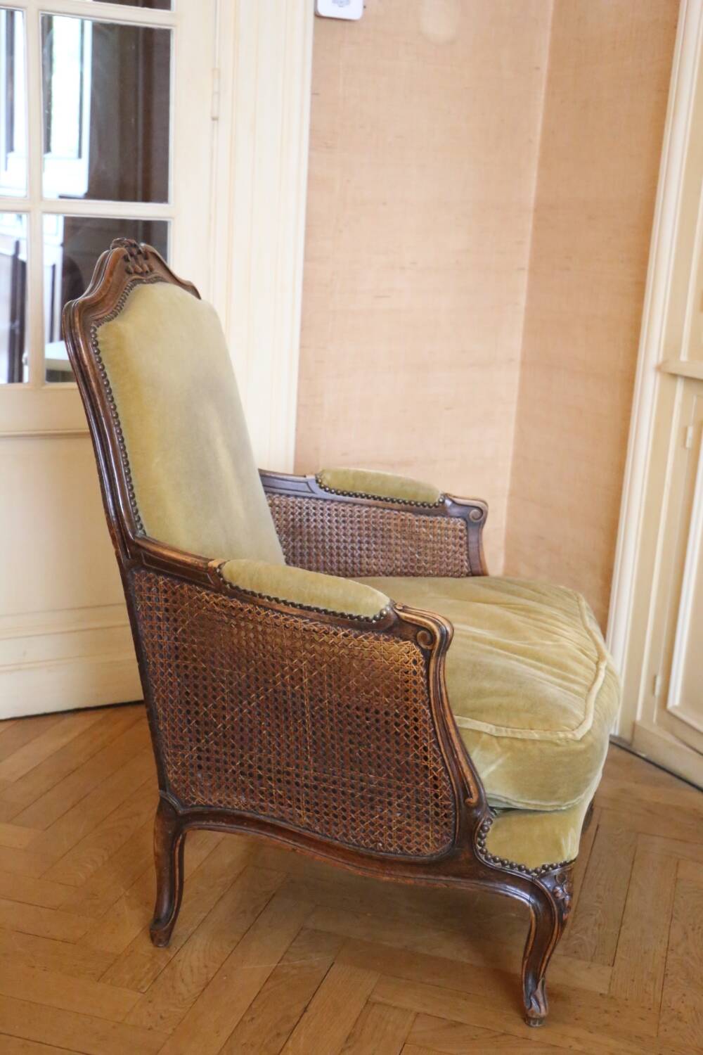 Cane shepherdess armchair, around 1930