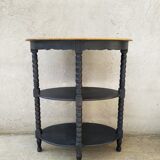 Patinated blackened wood oval gueridon