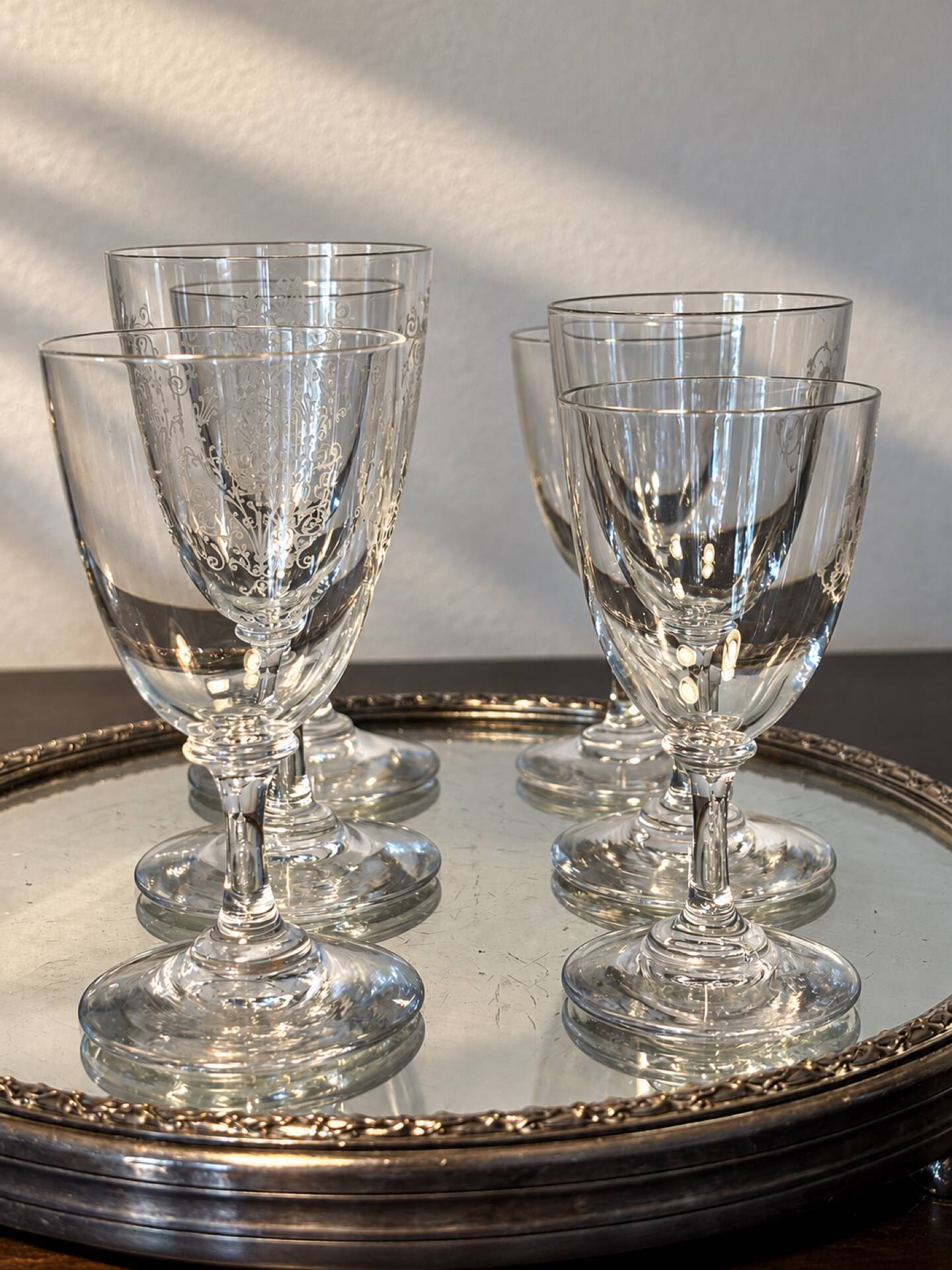 6 Baccarat glasses Funel shaped late 19th - early 20th century 