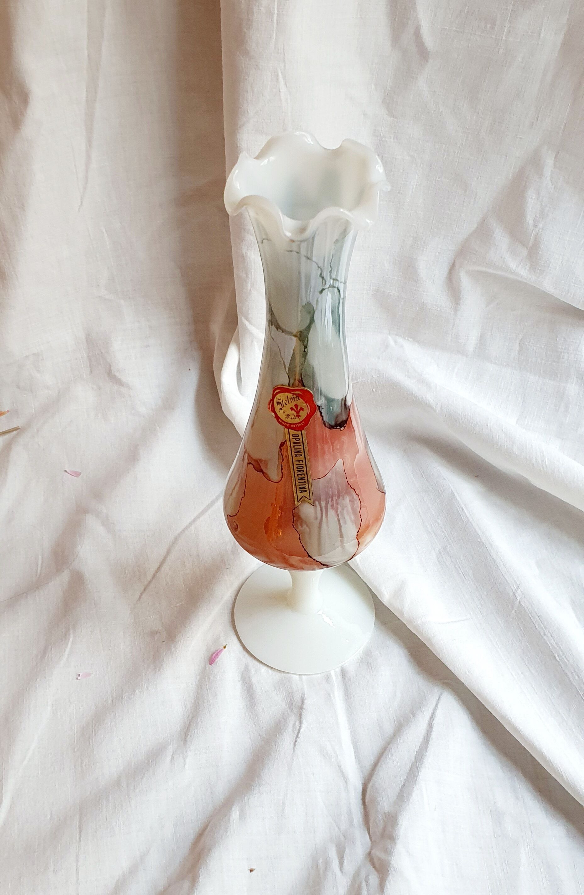 Opaline vase Florentine Stelvia marbled pink