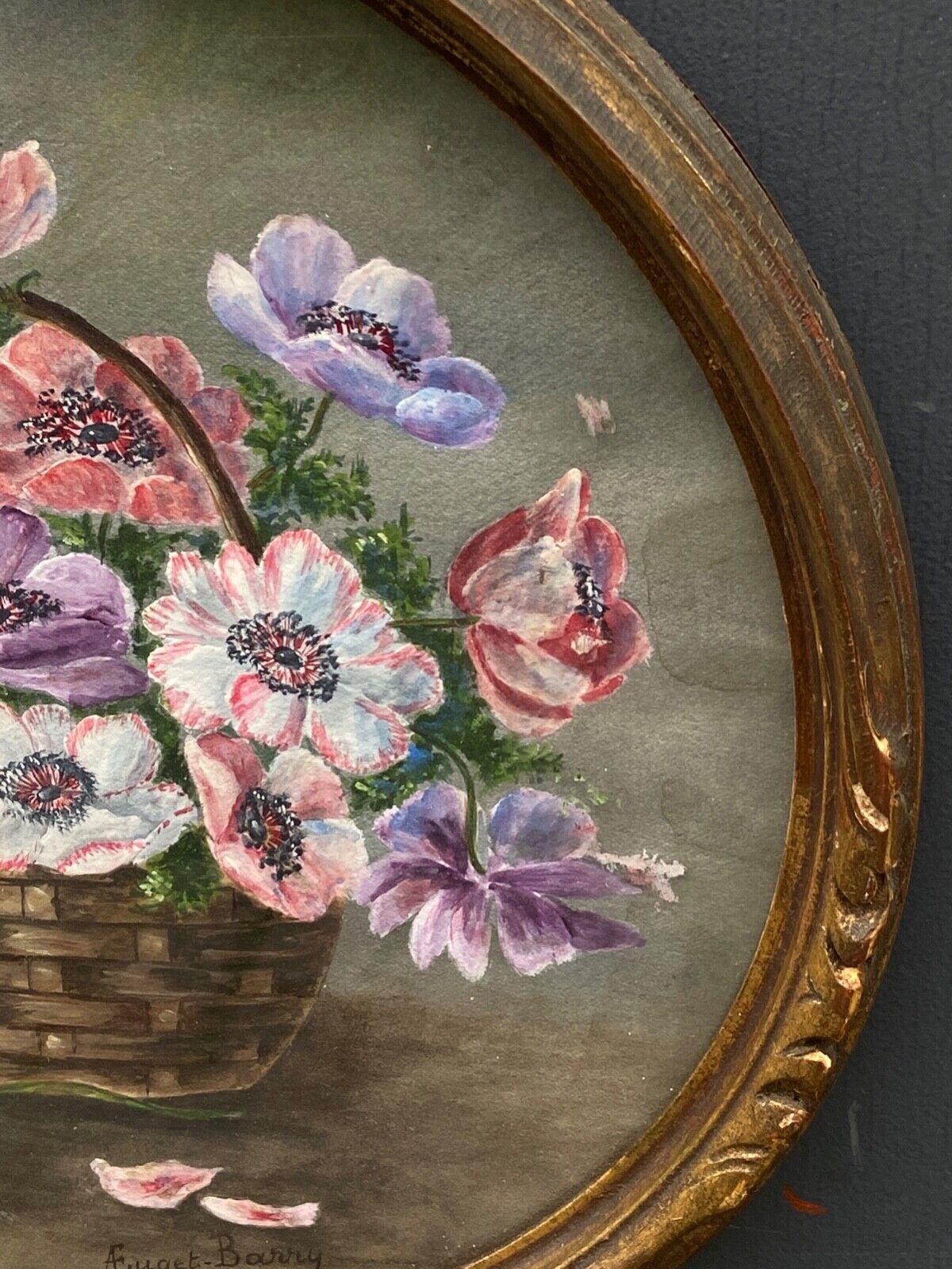 Watercolor on paper in euget-barry still life bouquet of flowers twentieth