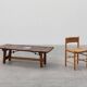 Table basse brutaliste espagnole du XVIIe siècle en bois et fer forgé