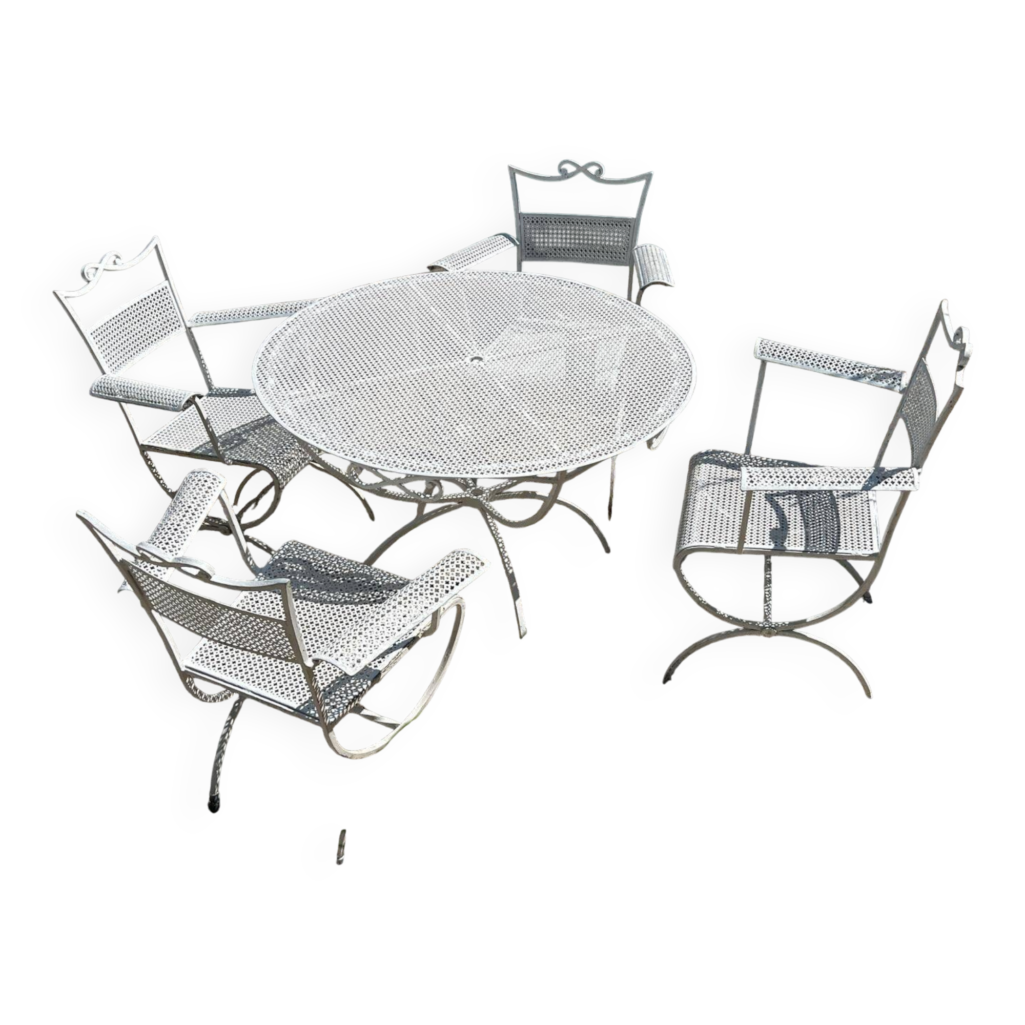 Ensemble de jardin Maison Jansen en fer forgé 1960