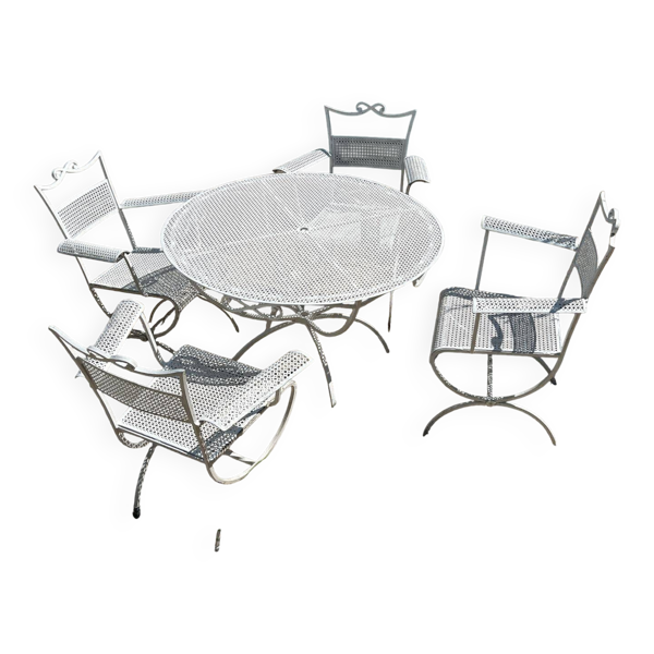 Ensemble de jardin Maison Jansen en fer forgé 1960