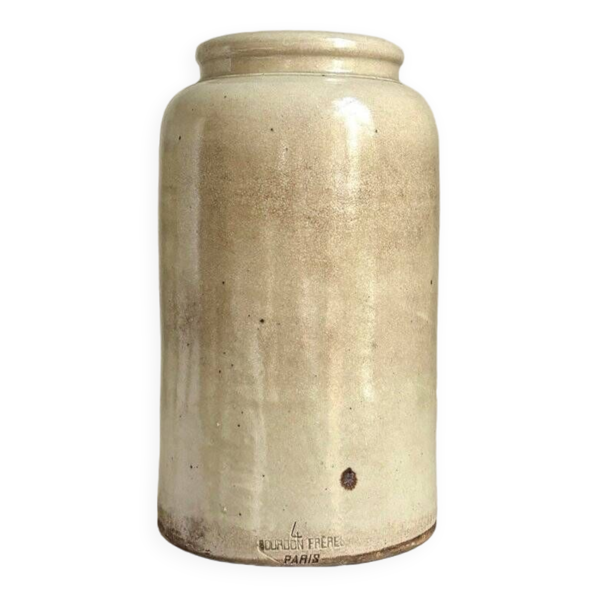 Beige glazed stoneware mustard pot n°5