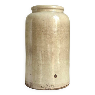 Beige glazed stoneware mustard pot n°5