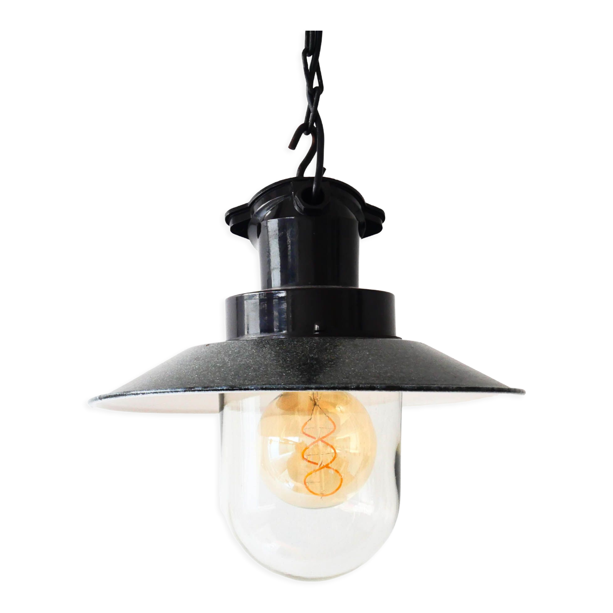 Old luminaire in enamel and bakelite